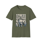 Stress Eats Your Gains – Funny Gym Robot T-Shirt