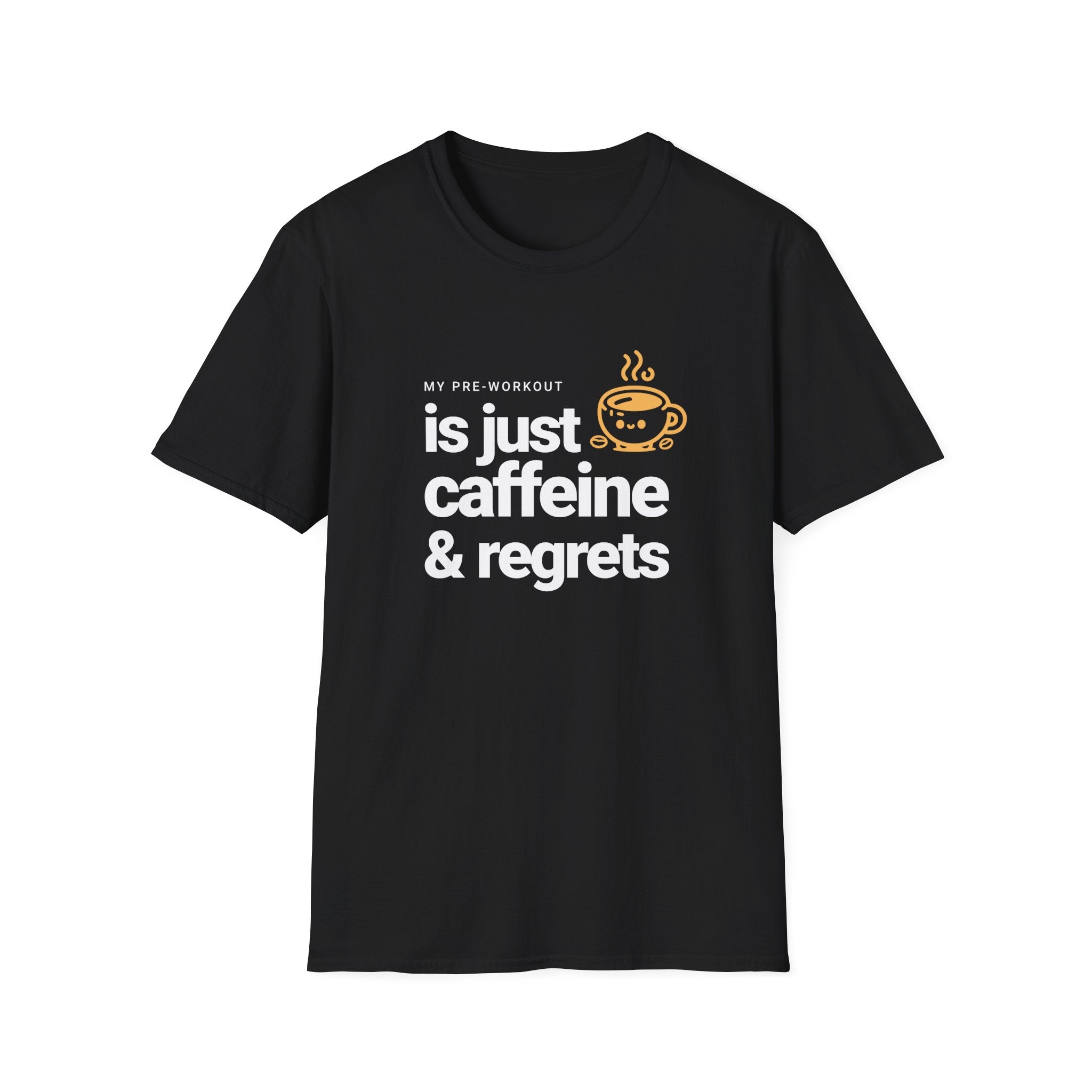 Funny Caffeine and Regrets T-shirt for Fitness Enthusiasts