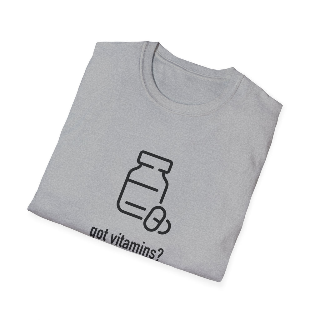 Got Vitamins? Fun Printed T-shirt with Supplement Design