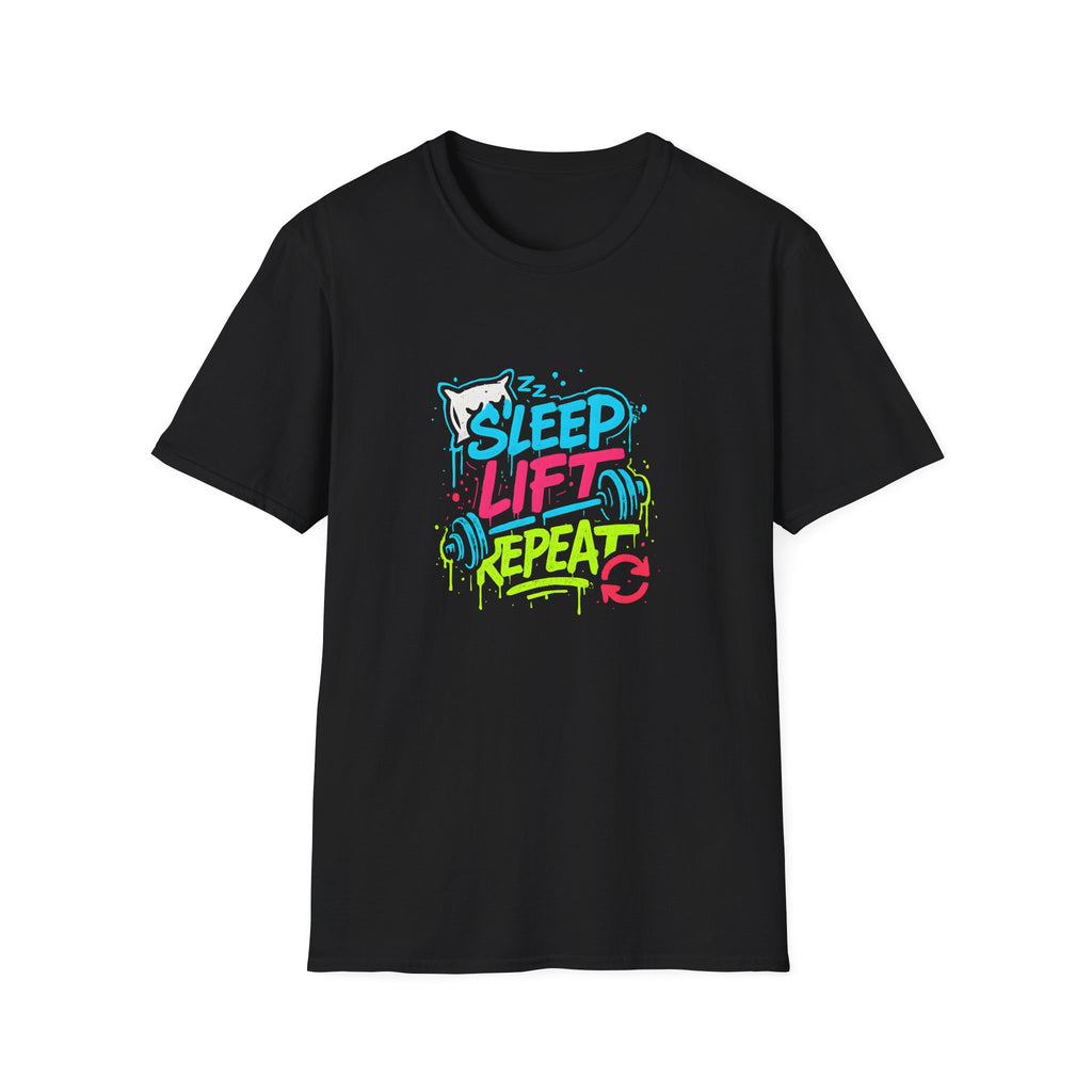 Sleep Lift Repeat – Neon Gym Motivation T-Shirt