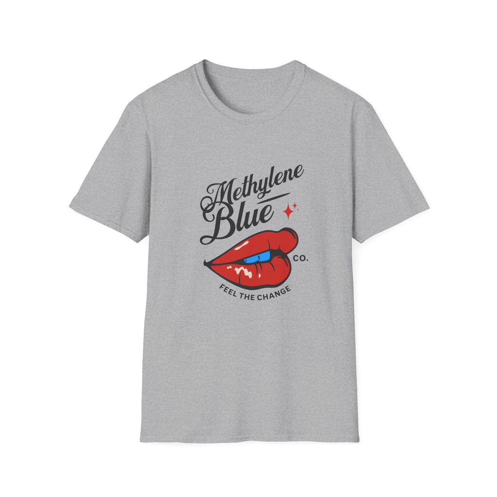 Methylene Blue Graphic T-Shirt with Bold Lip Design