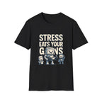 Stress Eats Your Gains – Funny Gym Robot T-Shirt