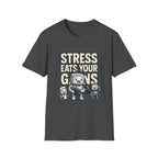 Stress Eats Your Gains – Funny Gym Robot T-Shirt