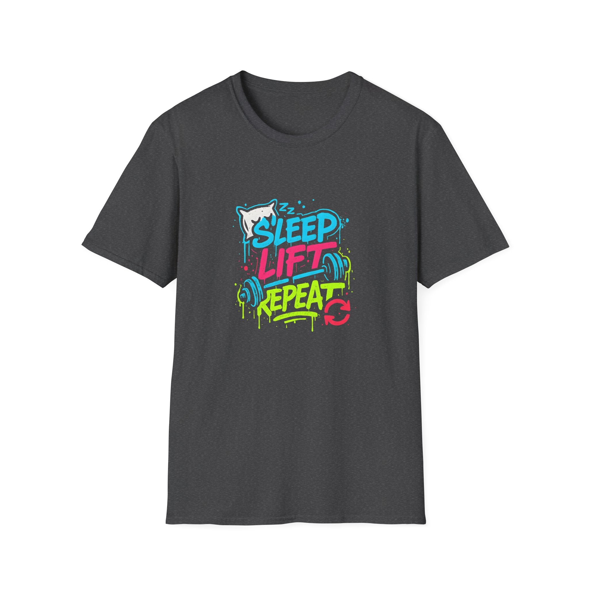 Sleep Lift Repeat – Neon Gym Motivation T-Shirt