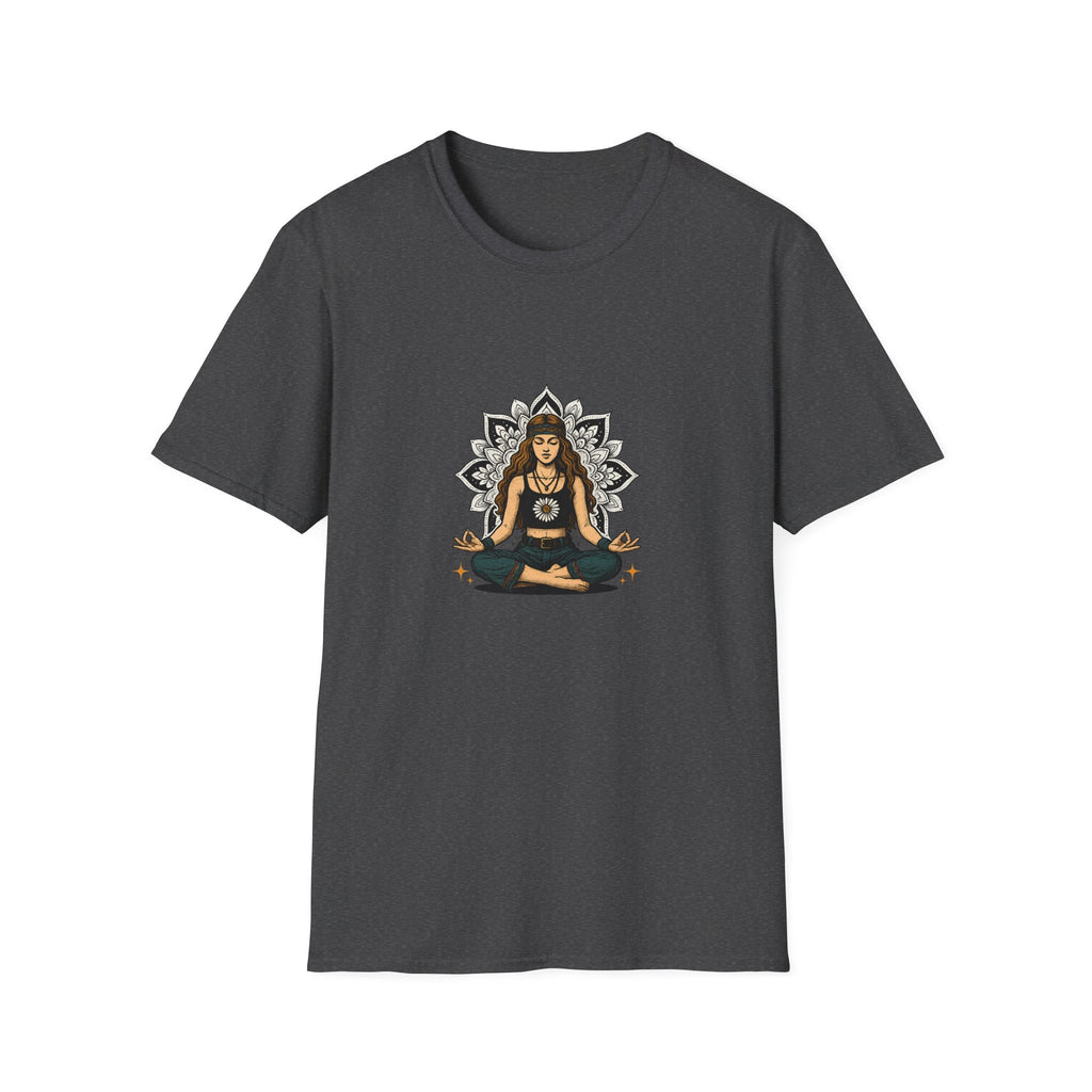 Boho Daisy Meditation T-Shirt – Hippie Yoga Mandala Art