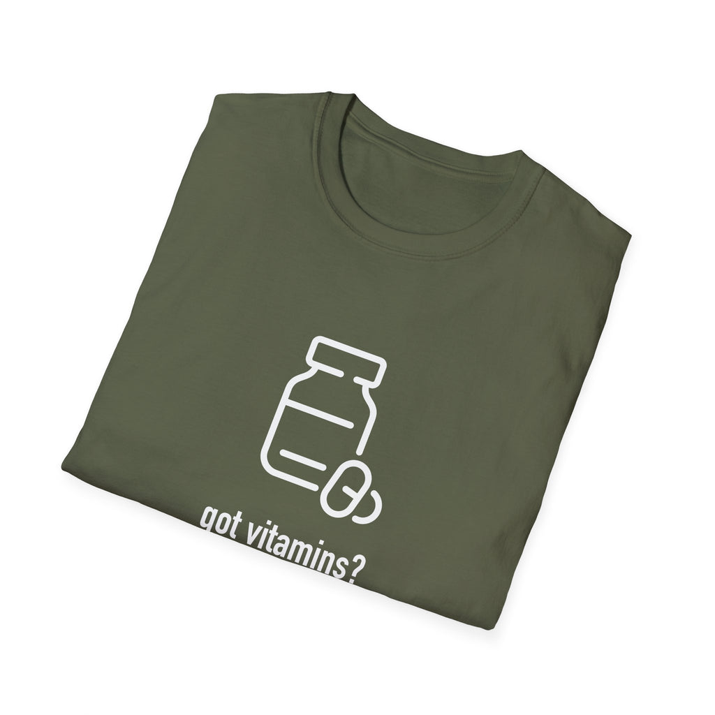 Got Vitamins? Fun Printed T-shirt with Supplement Design