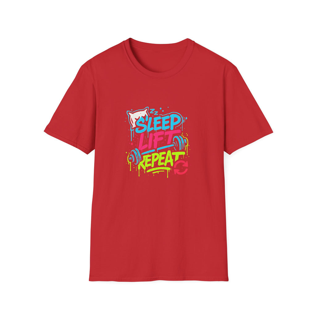 Sleep Lift Repeat – Neon Gym Motivation T-Shirt