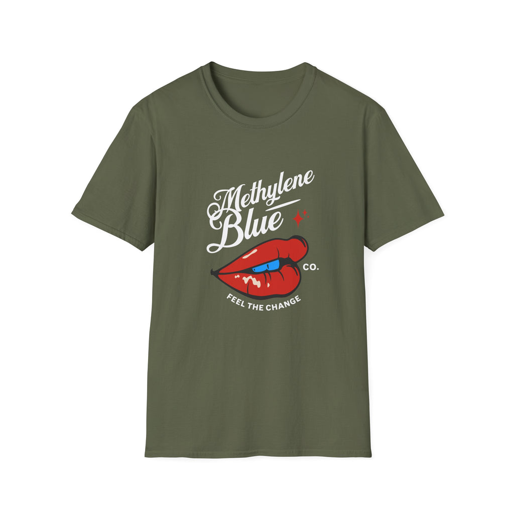 Methylene Blue Graphic T-Shirt with Bold Lip Design