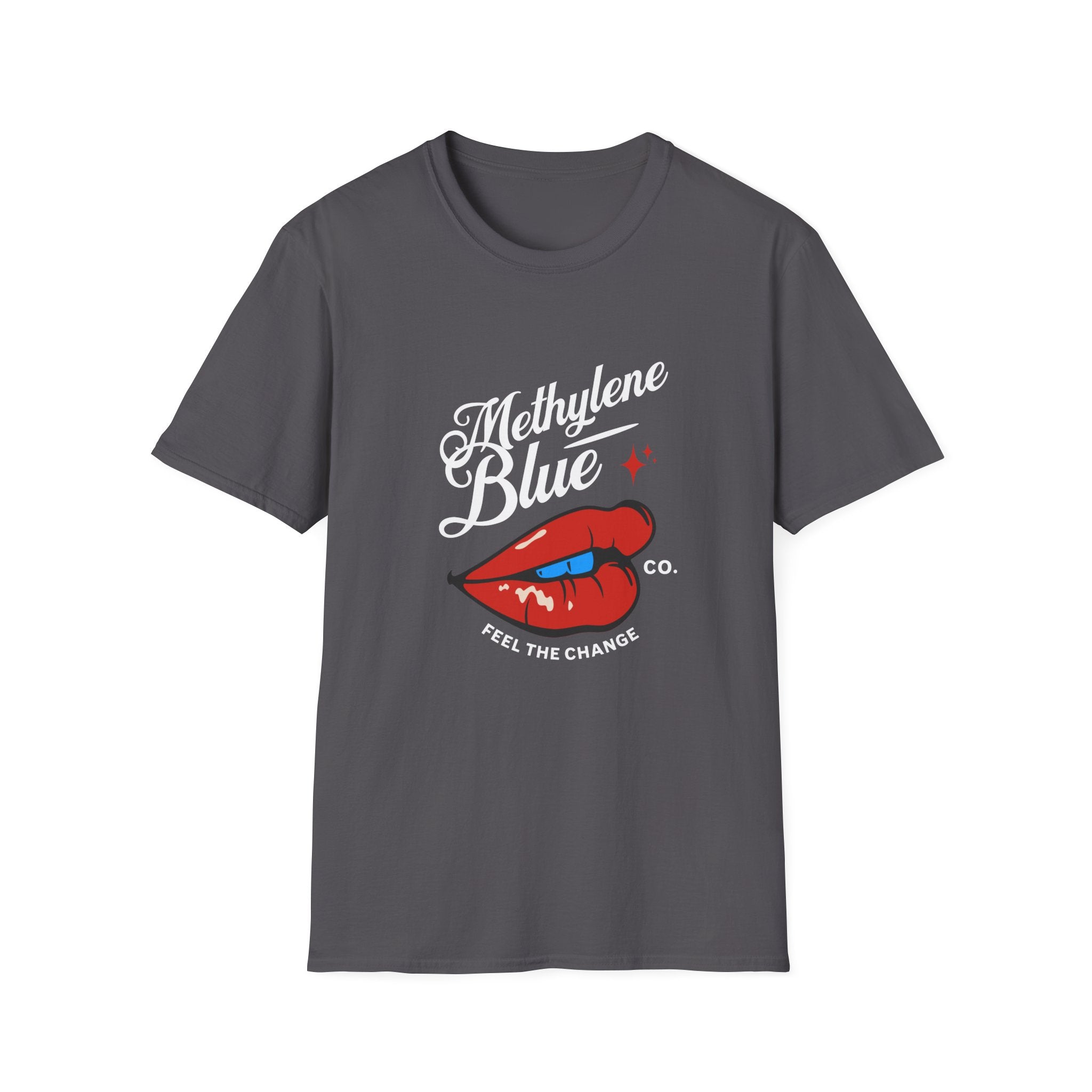 Methylene Blue Graphic T-Shirt with Bold Lip Design