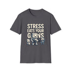 Stress Eats Your Gains – Funny Gym Robot T-Shirt
