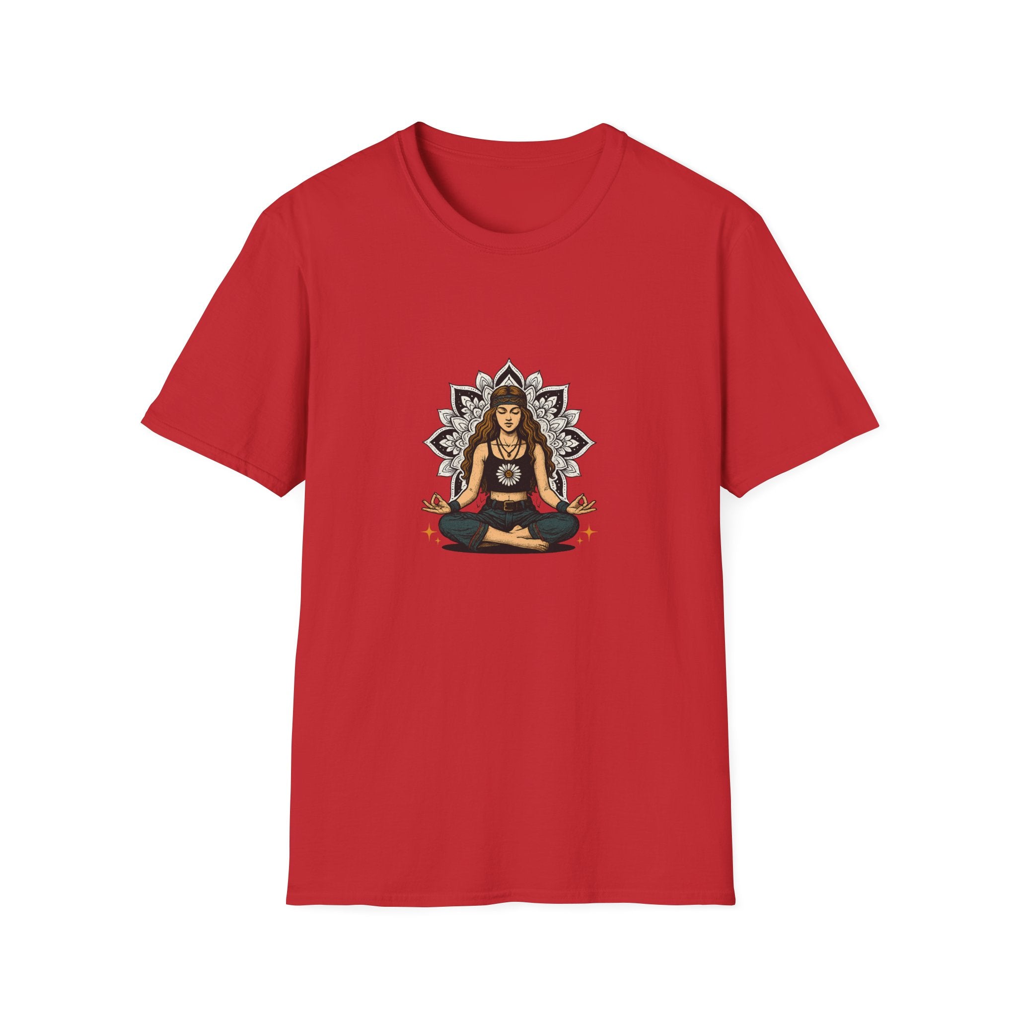 Boho Daisy Meditation T-Shirt – Hippie Yoga Mandala Art