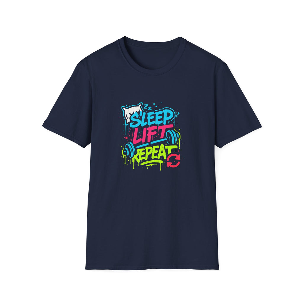 Sleep Lift Repeat – Neon Gym Motivation T-Shirt