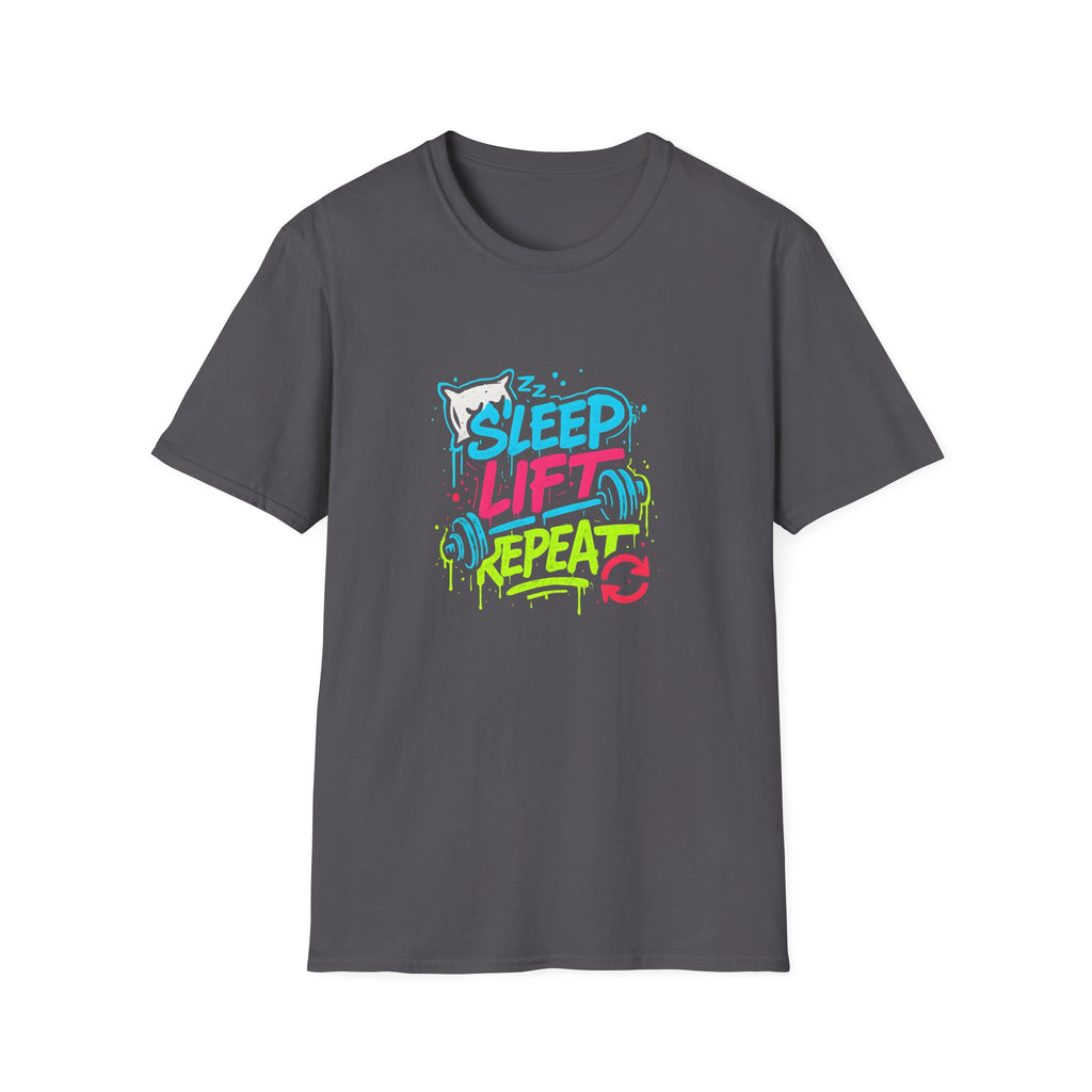 Sleep Lift Repeat – Neon Gym Motivation T-Shirt