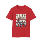Stress Eats Your Gains – Funny Gym Robot T-Shirt
