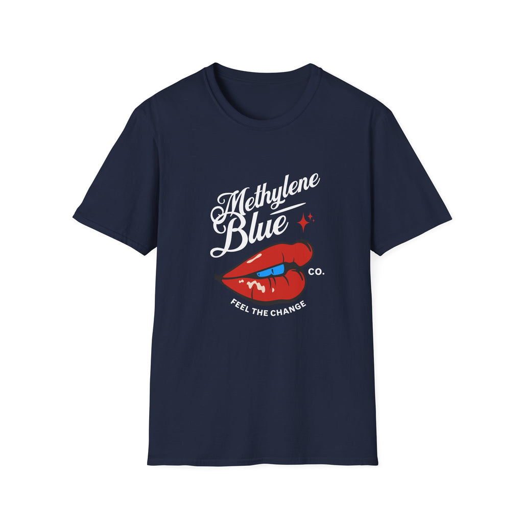 Methylene Blue Graphic T-Shirt with Bold Lip Design