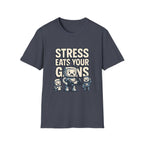 Stress Eats Your Gains – Funny Gym Robot T-Shirt
