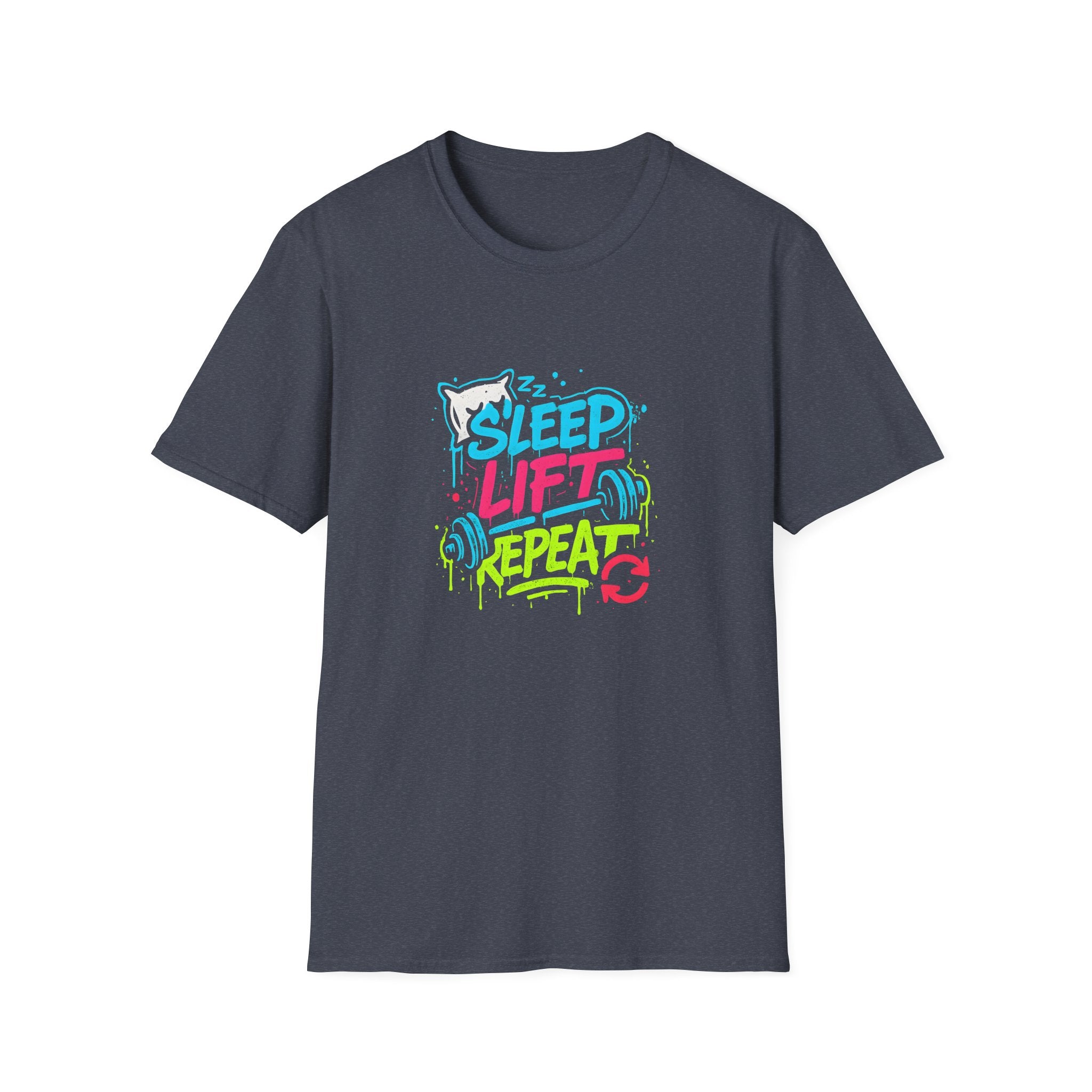 Sleep Lift Repeat – Neon Gym Motivation T-Shirt